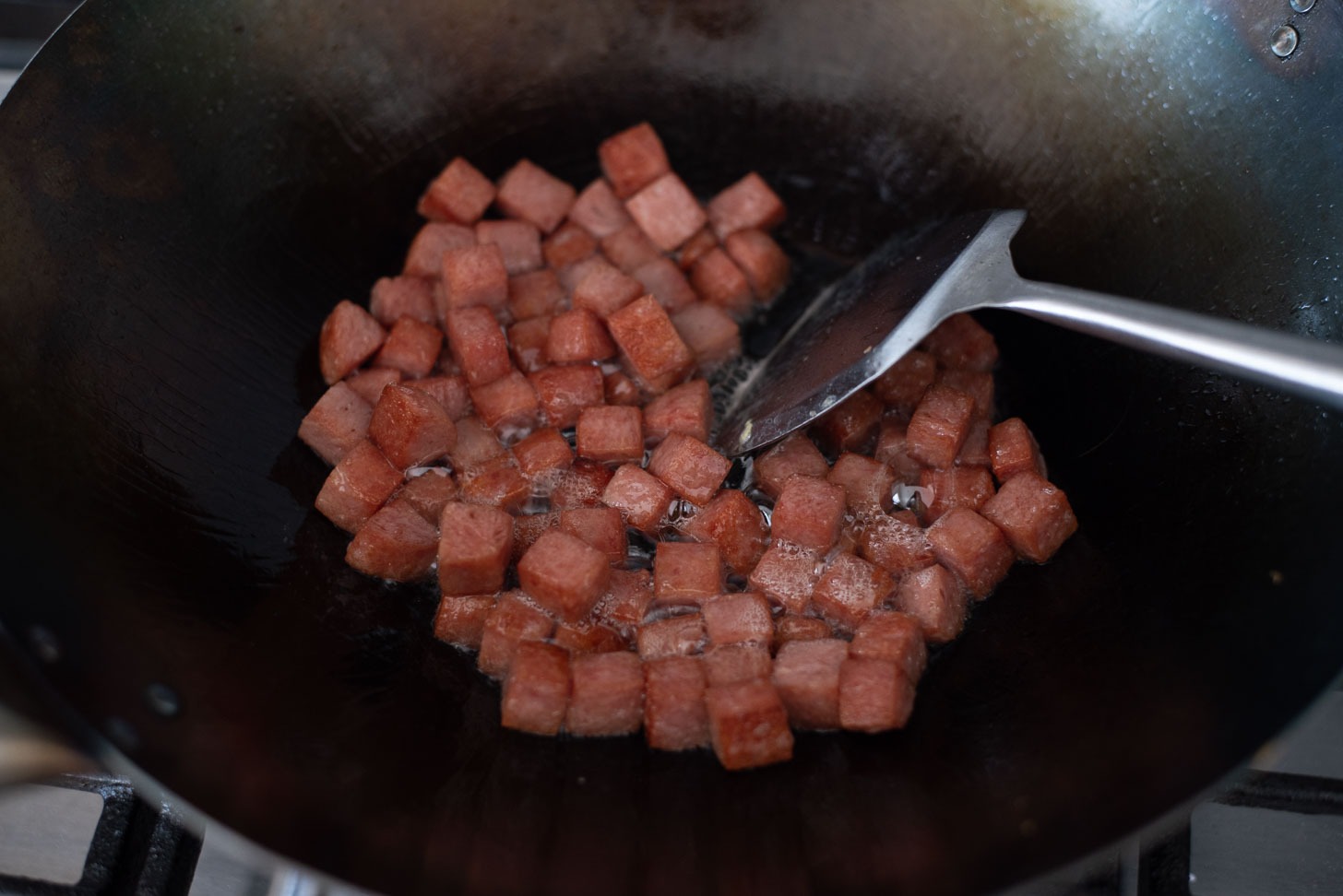 Cooking Spam in pan